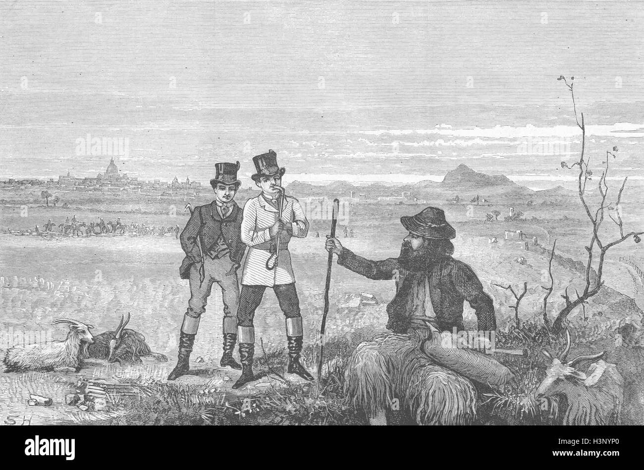 ROME English tigers l'étranger-rencontrez Roman hunt 1872. Le graphique Banque D'Images