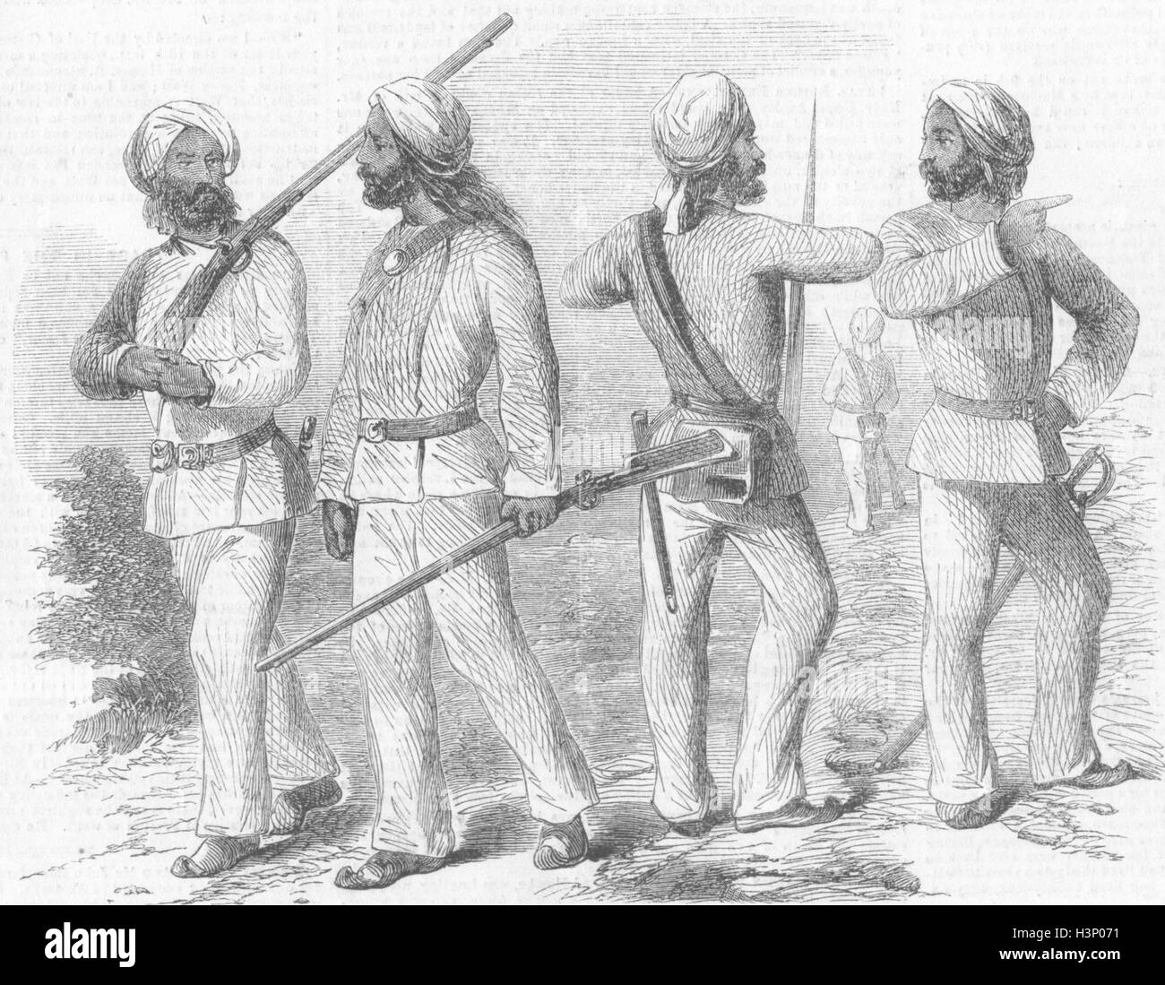 Les Sikhs du Pendjab, force les troupes britanniques, Delhi 1857. Illustrated Times Banque D'Images