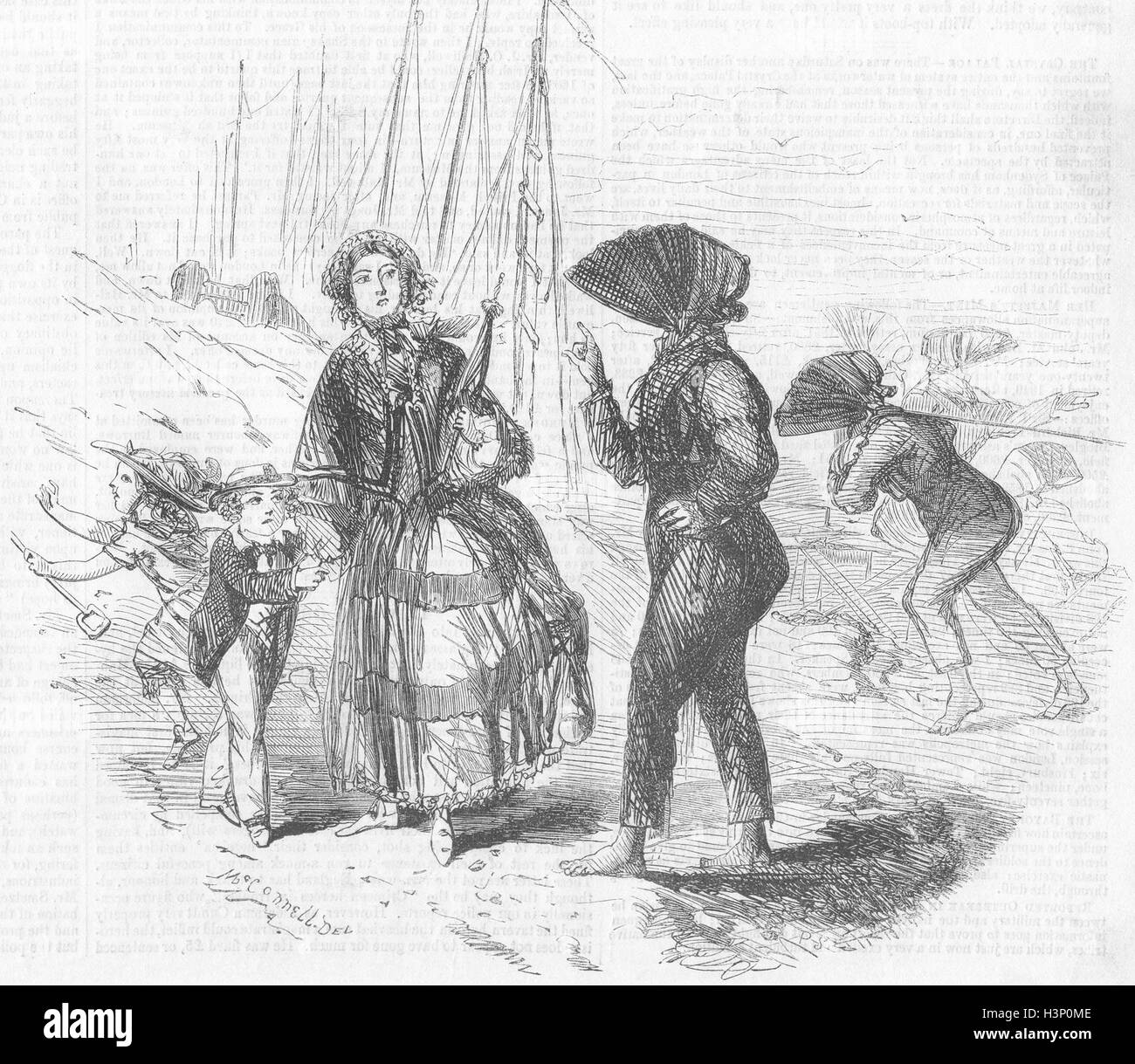 Station balnéaire du Devon, pas de VI-Sketch, plage, Exmouth 1856. Illustrated Times Banque D'Images