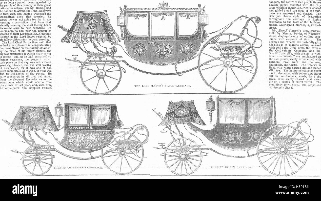 Les entraîneurs entraîneur ; état Maire Christian atias shérif ; swift 1851. Illustrated London News Banque D'Images