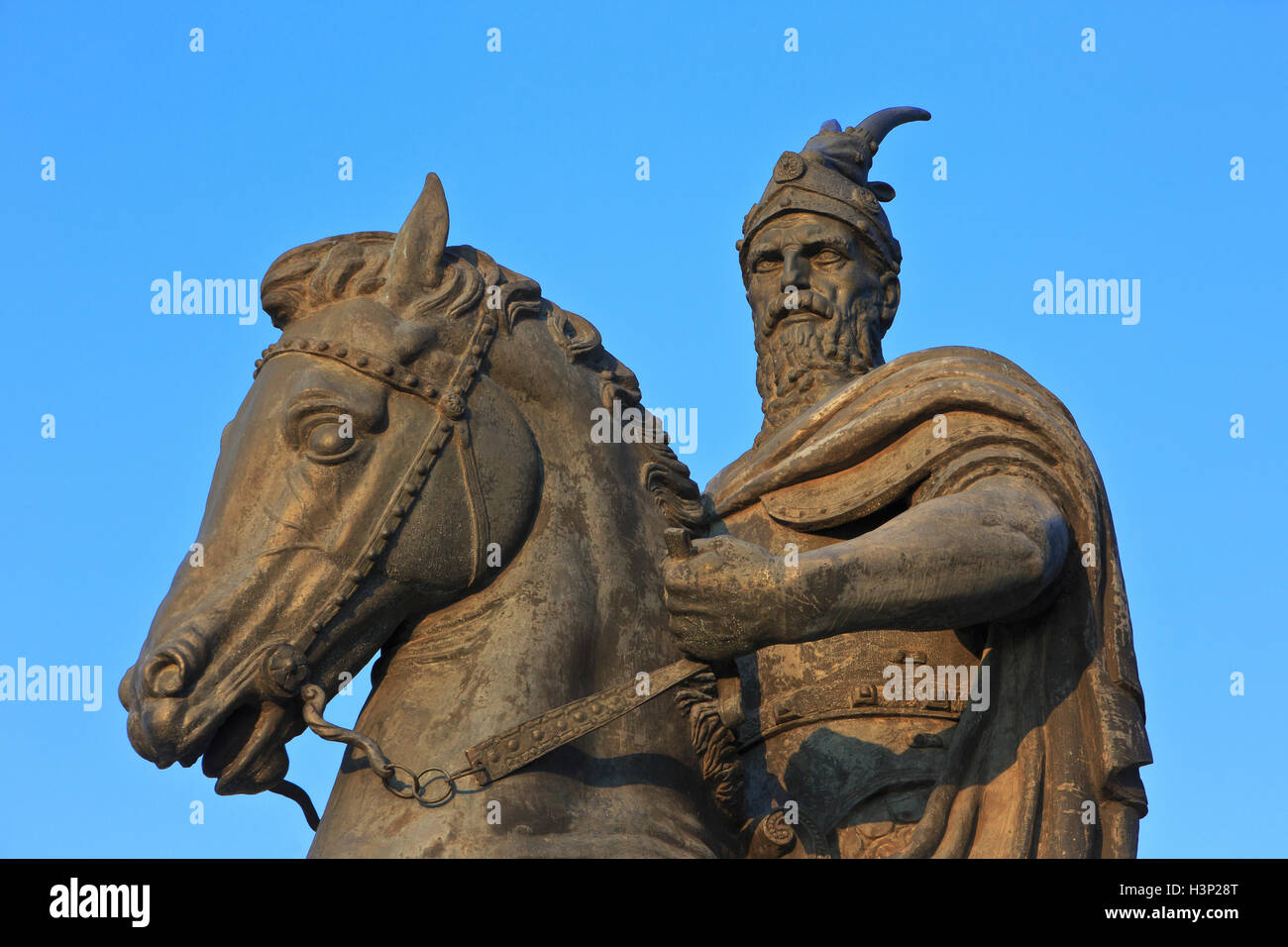 Monument à la noble albanais Skanderbeg et commandant militaire (1405-1468) à Pristina, Kosovo Banque D'Images