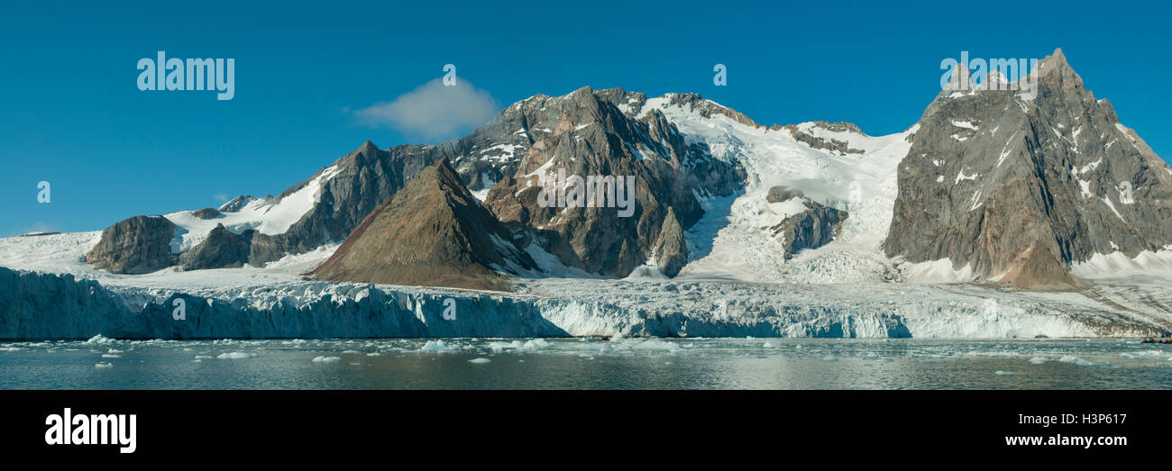 Glacier à Samarinbreen Panorama, Svalbard, Norvège Banque D'Images