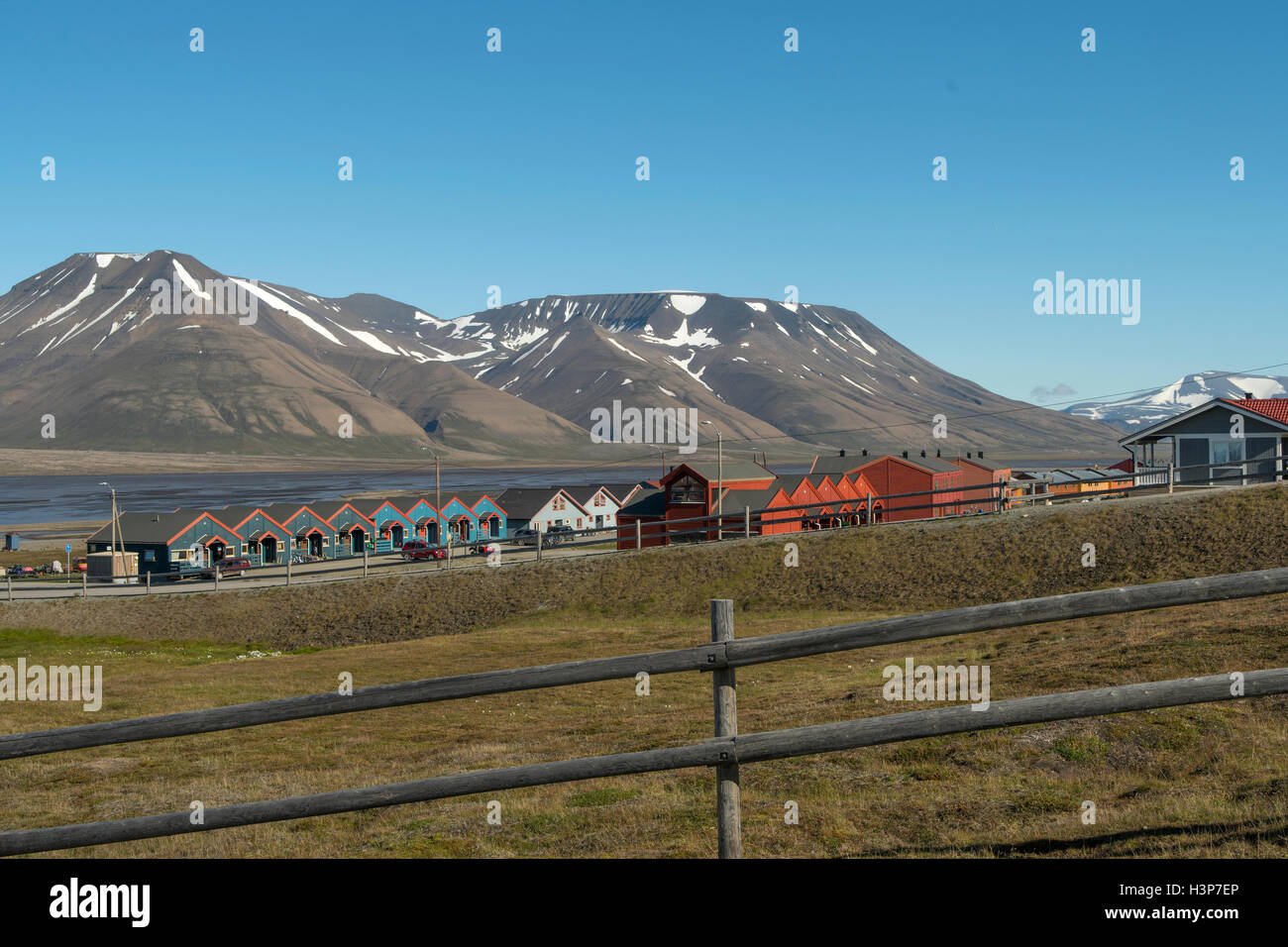 Maisons à Longyearbyen, Svalbard, Norvège Banque D'Images