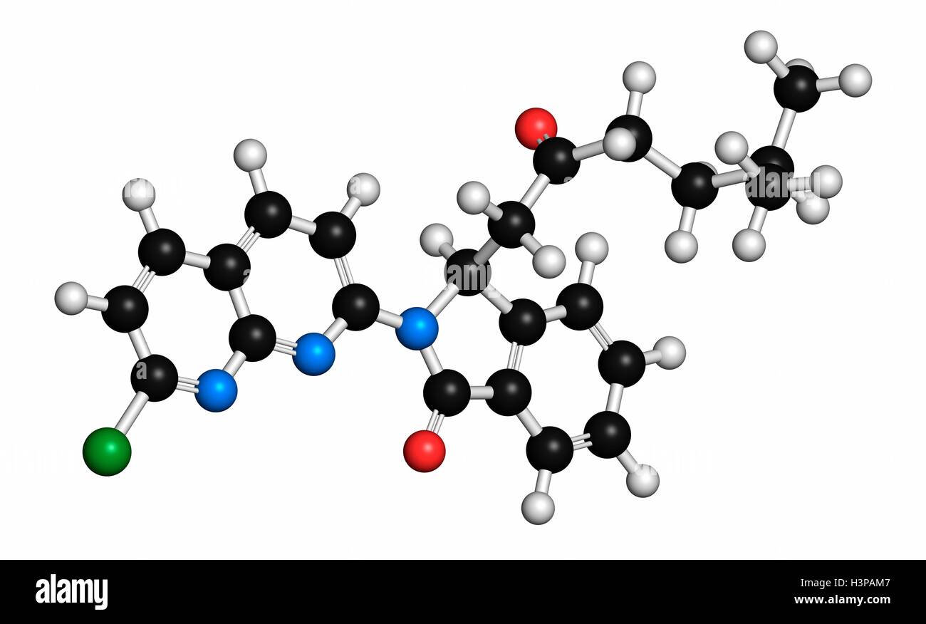 Axiolitique Anxiolytique Pagoclone molécule pharmaceutique. Les atomes sont ...
