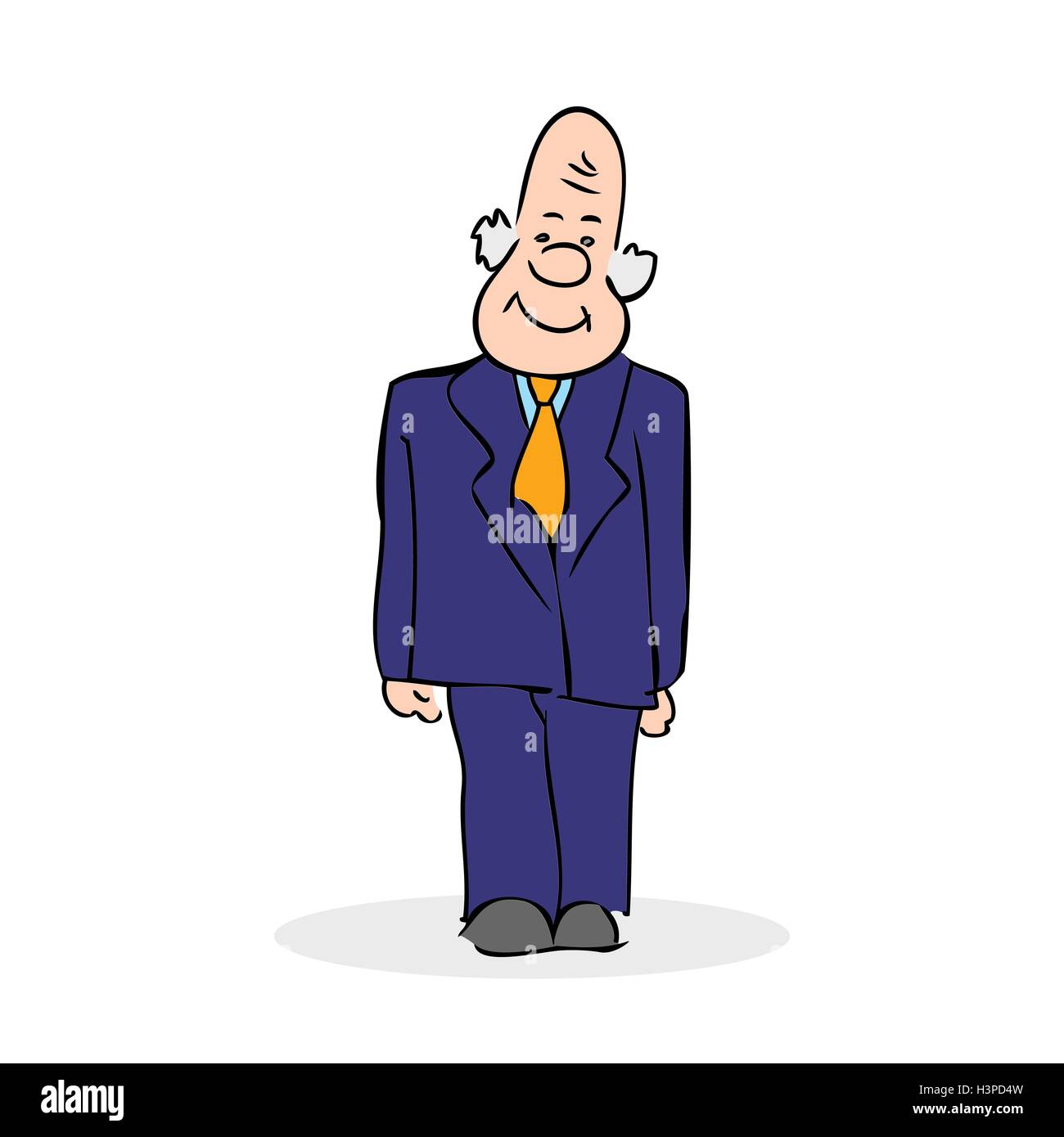 Funny old man stands. Business man smiling, porter un costume et une cravate. Cartoon vector illustration couleur sur blanc retour Illustration de Vecteur