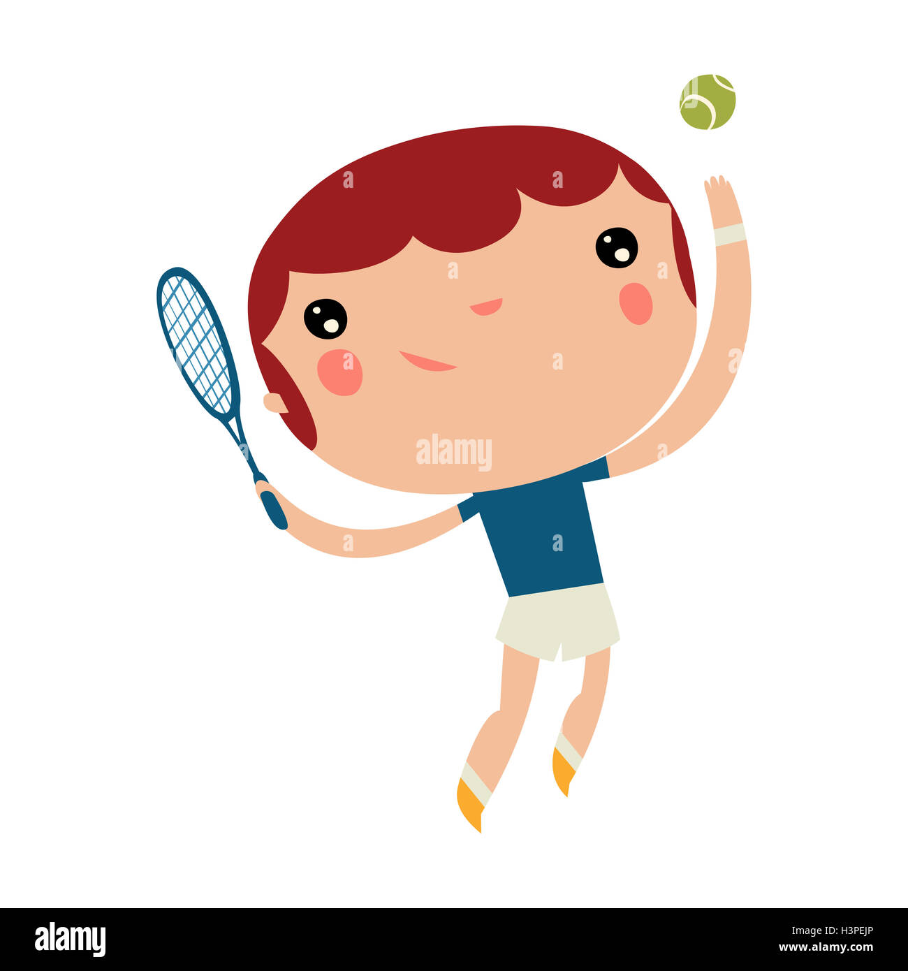 Joueur de tennis garçon. enfants faire du sport. vecteur mignon personnage. Banque D'Images