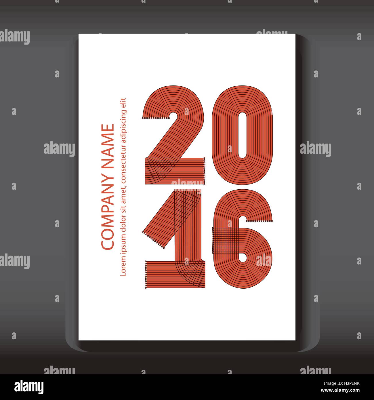 Rapport annuel 2016 chiffres de couverture, design moderne sur fond bleu, année 2016 en lignes fines rayures, minimaliste écrit des numéros Illustration de Vecteur