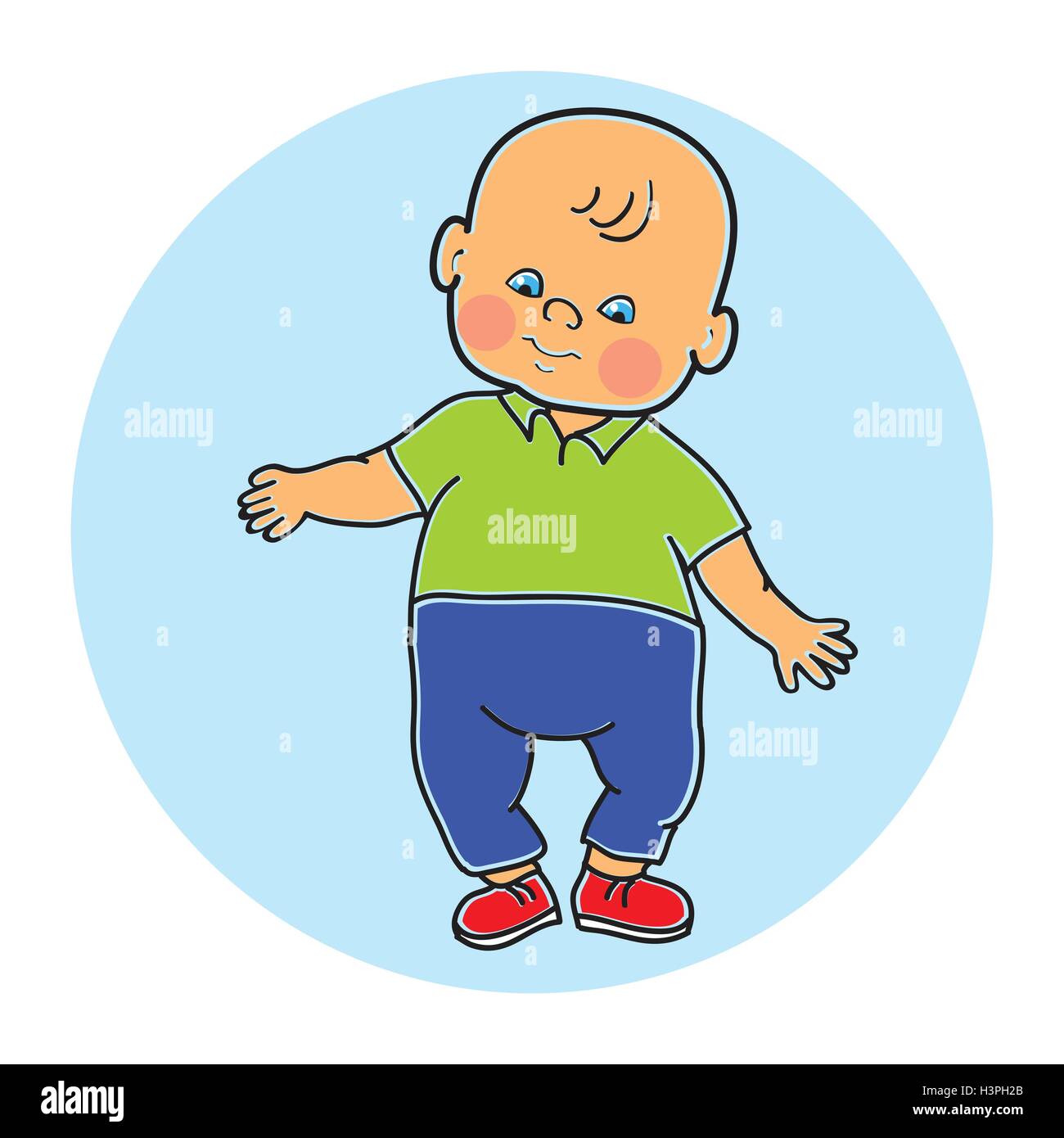 Joli Petit Bebe Garcon Debout Marcher L Apprentissage De La Marche Vector Illustration En Couleur Sur Fond Blanc Image Vectorielle Stock Alamy