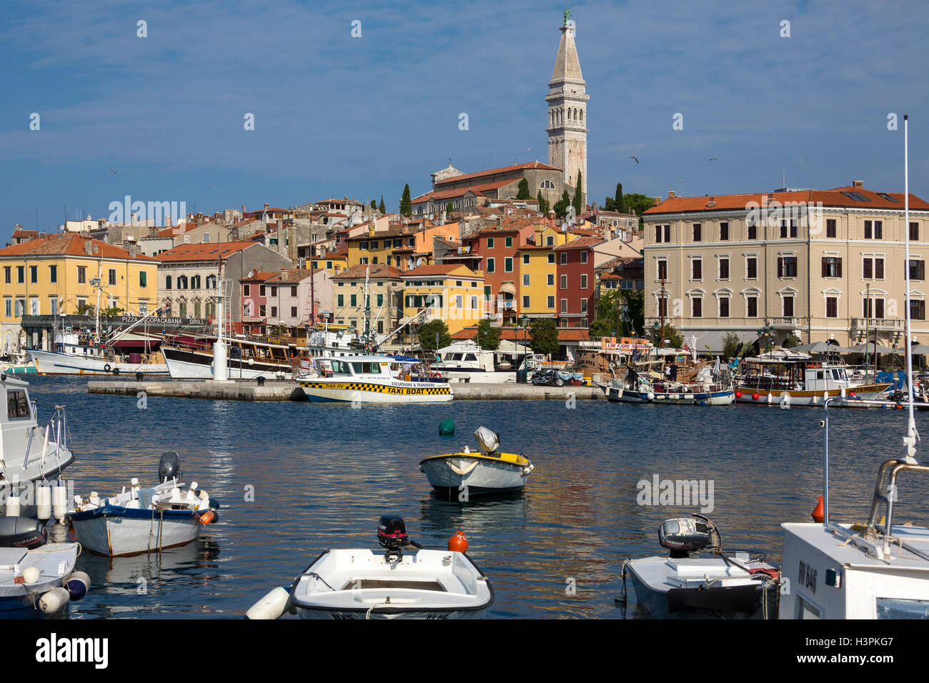La ville et le port d'Rovenj sur la péninsule d'Istrie en Croatie. Banque D'Images