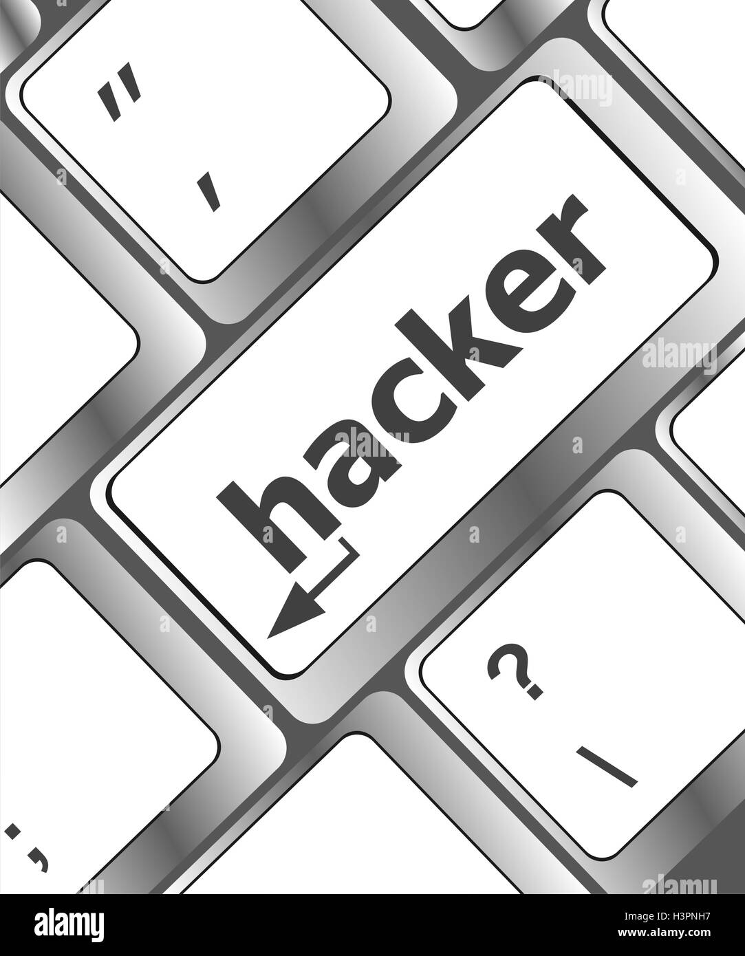 Mot hacker sur le clavier, l'attaque, le concept de terrorisme internet Banque D'Images