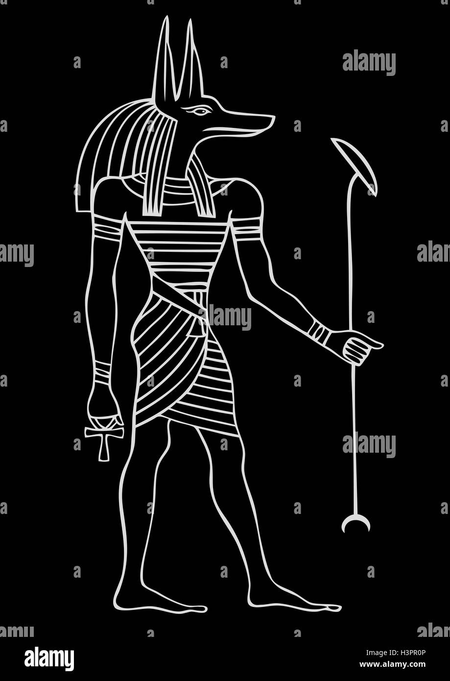 Anubis - Dieu de l'Egypte ancienne - Dieu de funérailles, la mort, les morts et l'au-delà. Banque D'Images