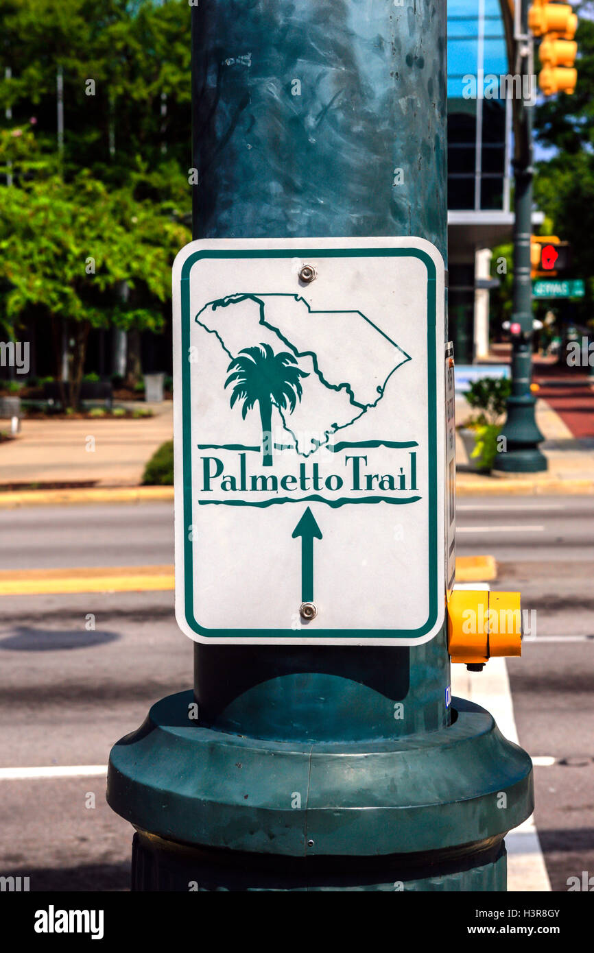 Sentier de Palmetto de signer en Colombie-Britannique, la capitale de l'État ville de Caroline du Sud Banque D'Images