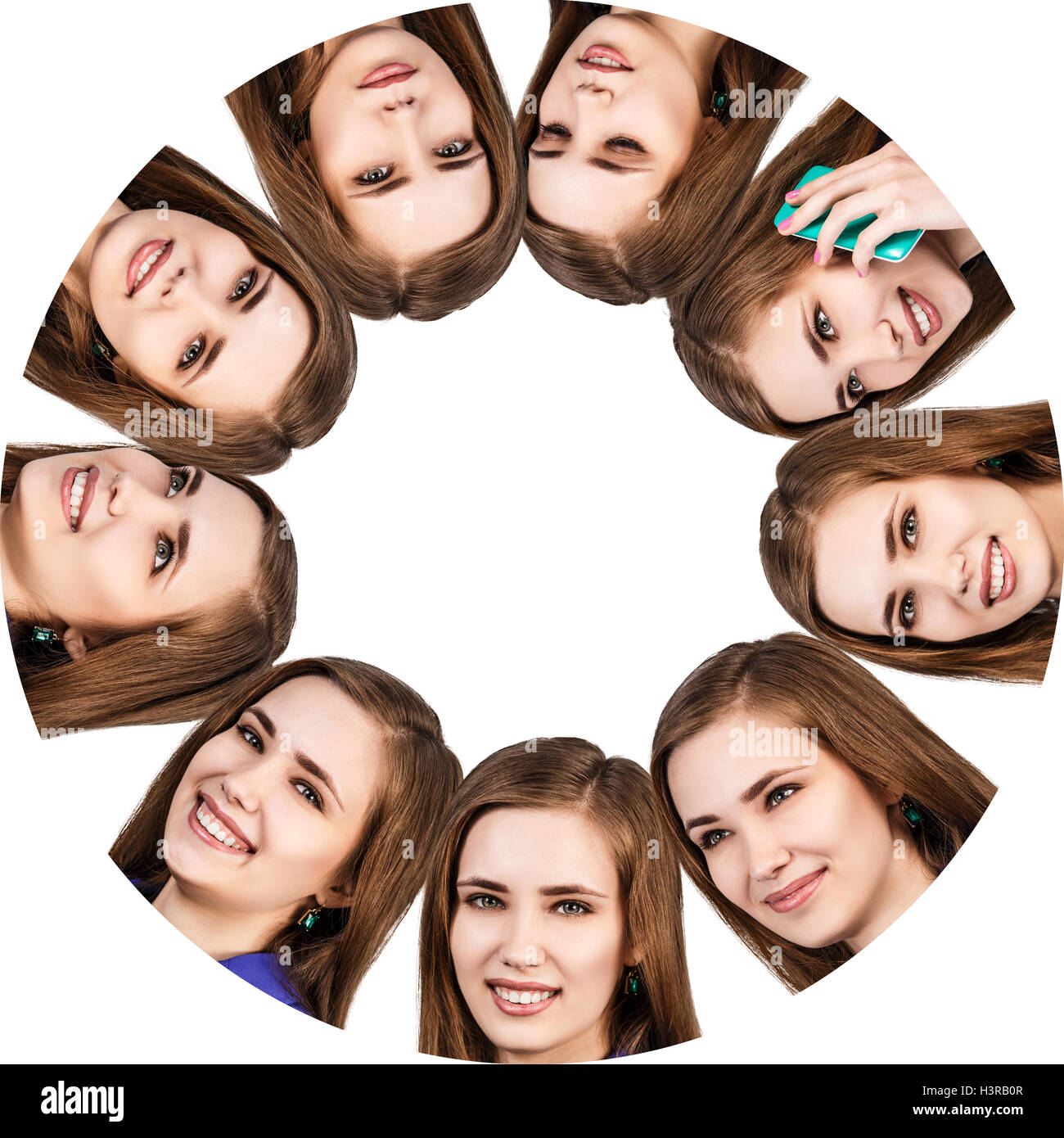 Collage of woman avec différentes émotions Banque D'Images