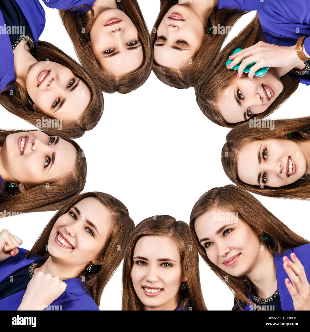 Collage of woman avec différentes émotions Banque D'Images