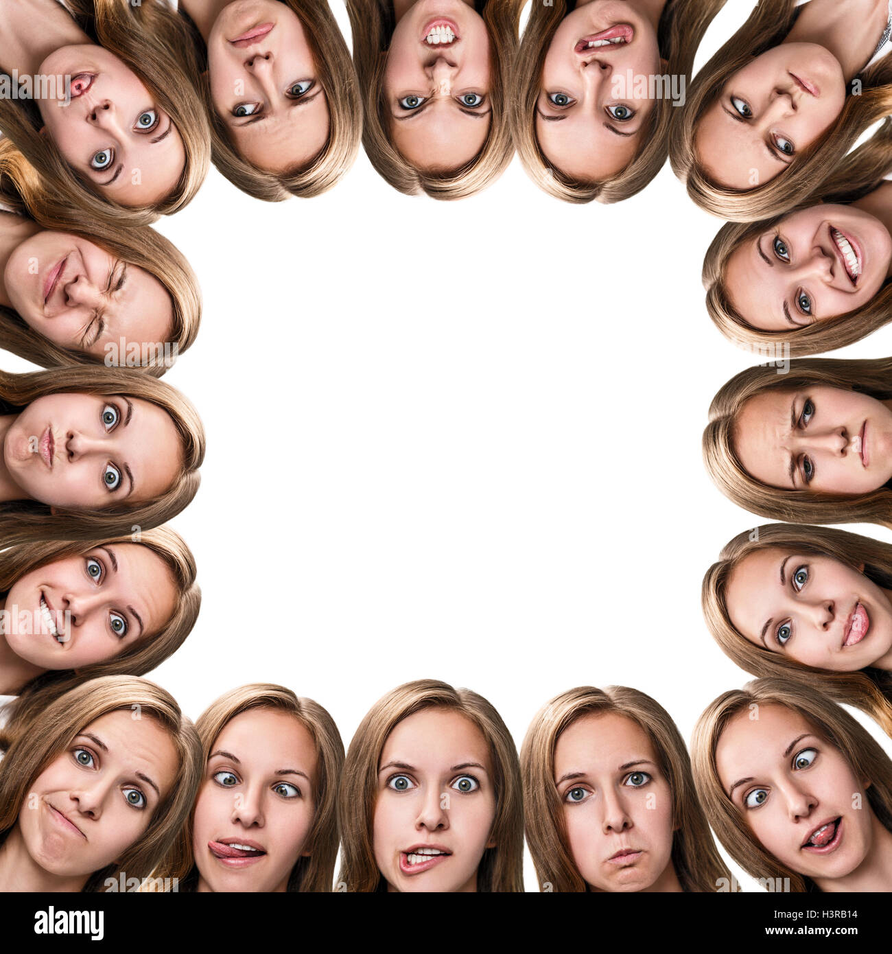 Collage of woman avec différentes émotions Banque D'Images