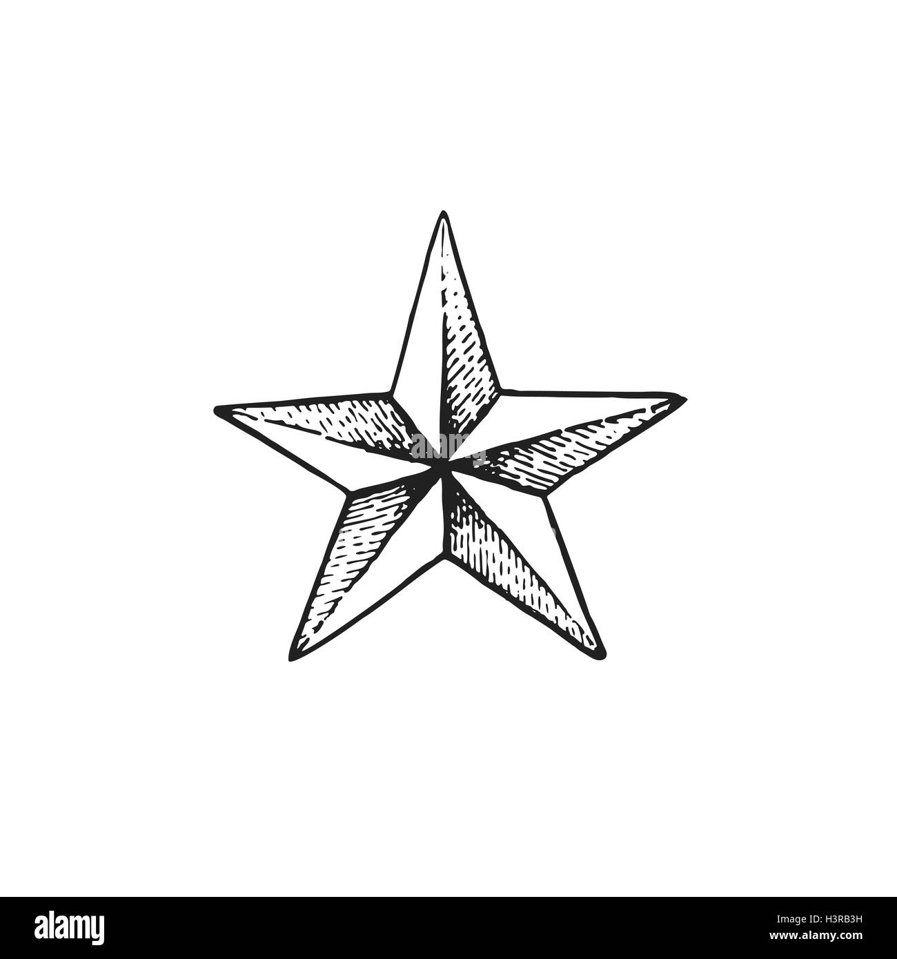 Vector black tattoo art travail dot dessinés à la main, gravure star shape illustration isolé sur fond blanc Illustration de Vecteur