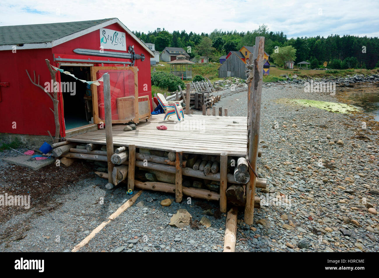 Big Tancook Island, Nova Scotia, Canada montrant Myst mer shop Banque D'Images