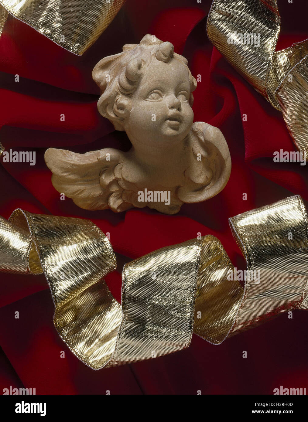 Noël, still life, anges, Ange, cordon de ponçage, Putto, chérubin, pour Noël, photographie de produits, décoration de Noël, objets décoratifs, matériaux, boucle d'or, cordon Banque D'Images