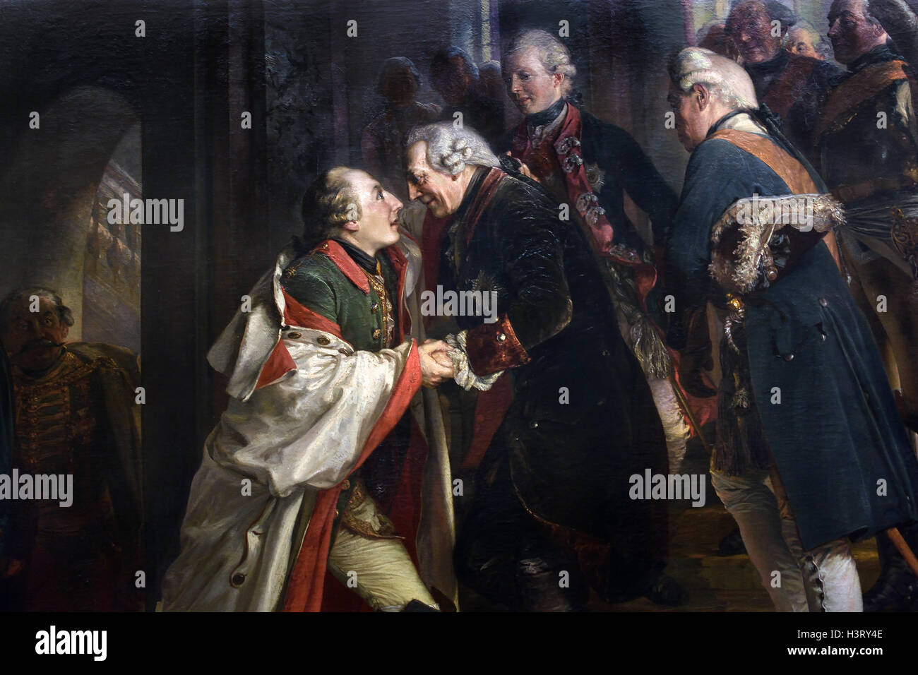 Adolf Menzel Friedrich d. Große ( König Friedrichs II von Kaiser und Preußen Josephs II. dans Neisse ) trifft Kaiser Joseph II von Habsburg Allemand Allemagne ( Rencontre de Frédéric II avec l'empereur Joseph II à Neisse en 1769 ) Banque D'Images