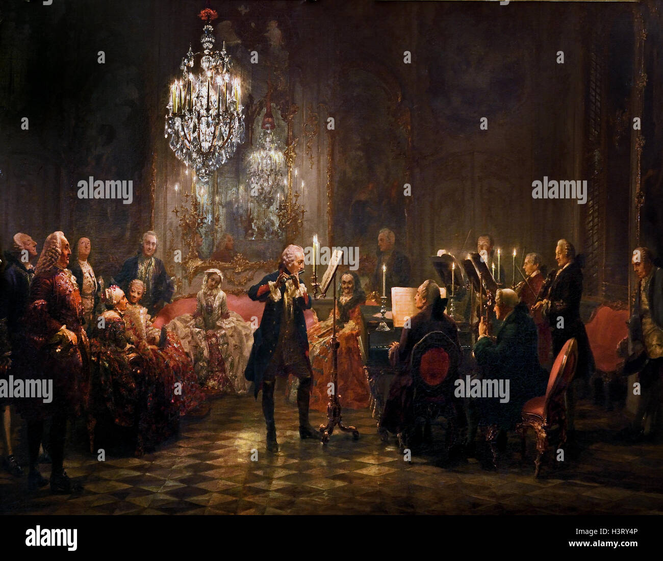 Concert de flûte avec Frédéric le Grand au palais de Sanssouci 1850