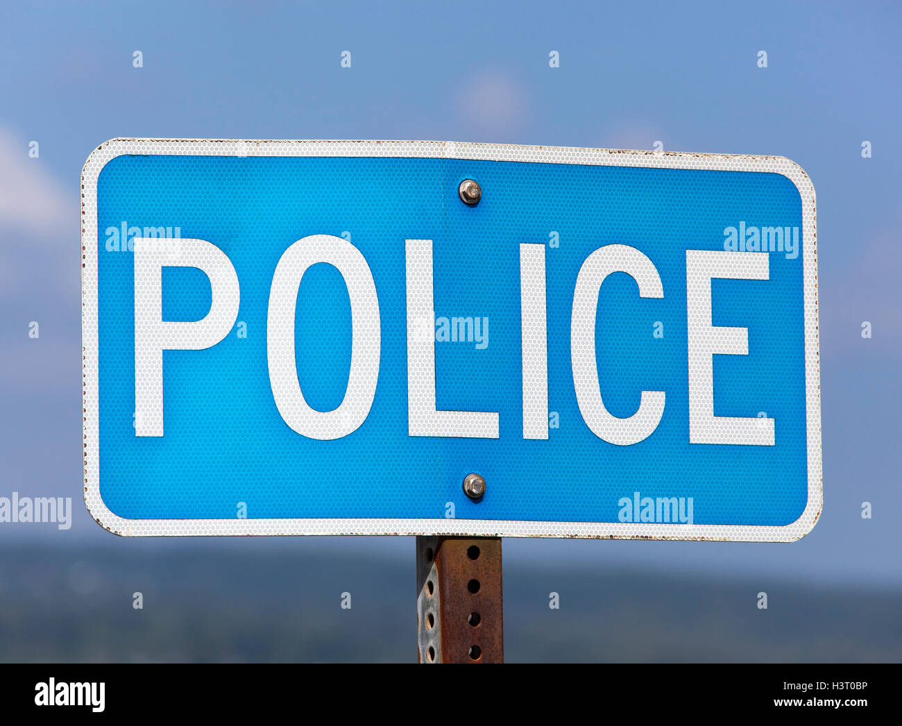 Le signe de la police sur les rues de la ville de Honolulu (Hawaii). Banque D'Images