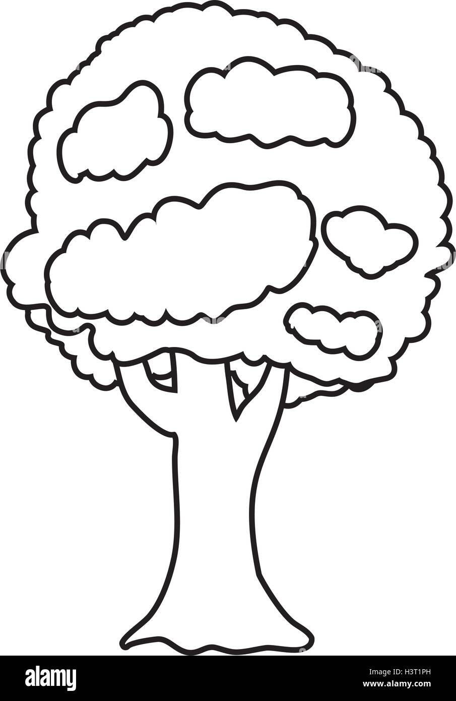 Petit arbre avec des branches et des feuilles Illustration de Vecteur