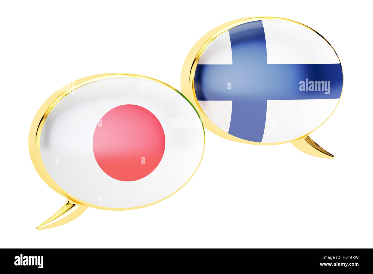 Japanese-Finnish concept conversation, rendu 3D isolé sur fond blanc Banque D'Images