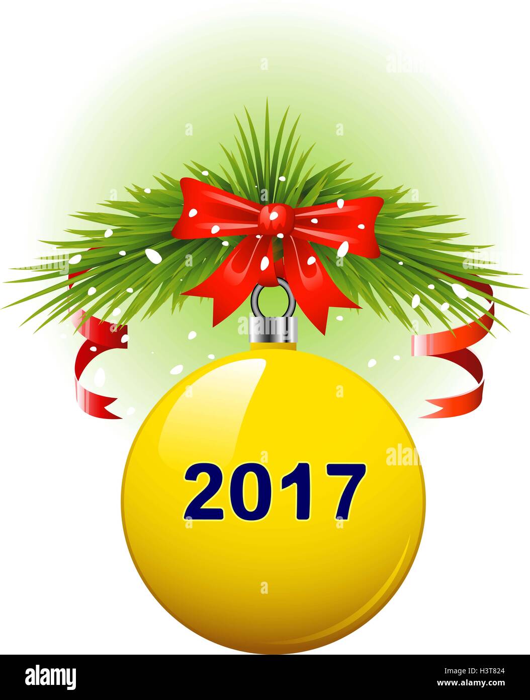 Bal de Noël jaune vecteur 2017 Banque D'Images