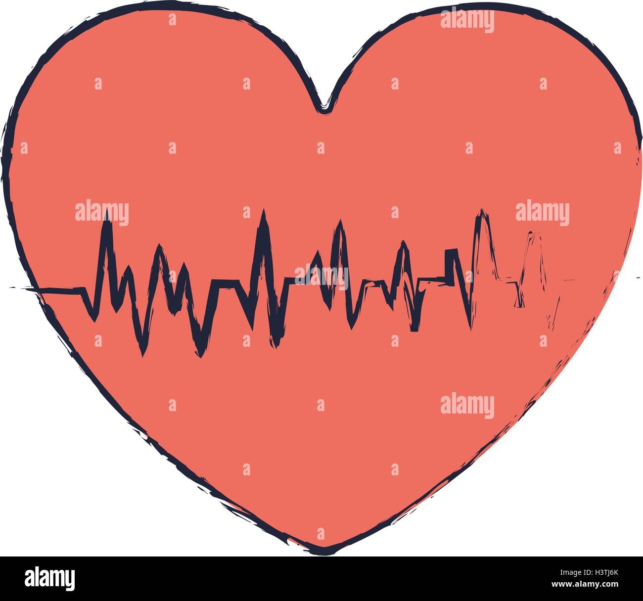 Coeur rouge flou avec des signes de vie Illustration de Vecteur