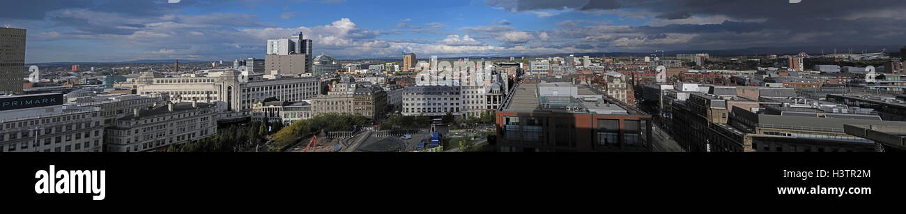Manchester City wide panorama, Lancashire, Angleterre, jour Banque D'Images