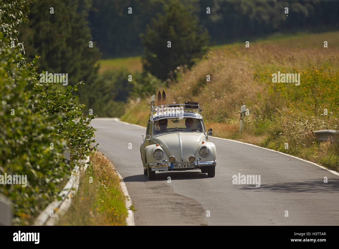 ADAC rallye de voitures Vintage VW Beetle 2016 Mittelrhein-Classic 1200, 1965, Bad Ems, Rhénanie-Palatinat, Allemagne Banque D'Images