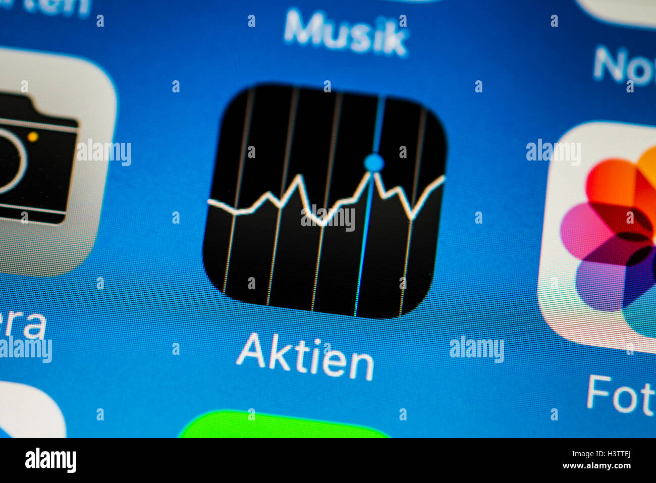 Affichage de l'écran du smartphone app Aktien Banque D'Images