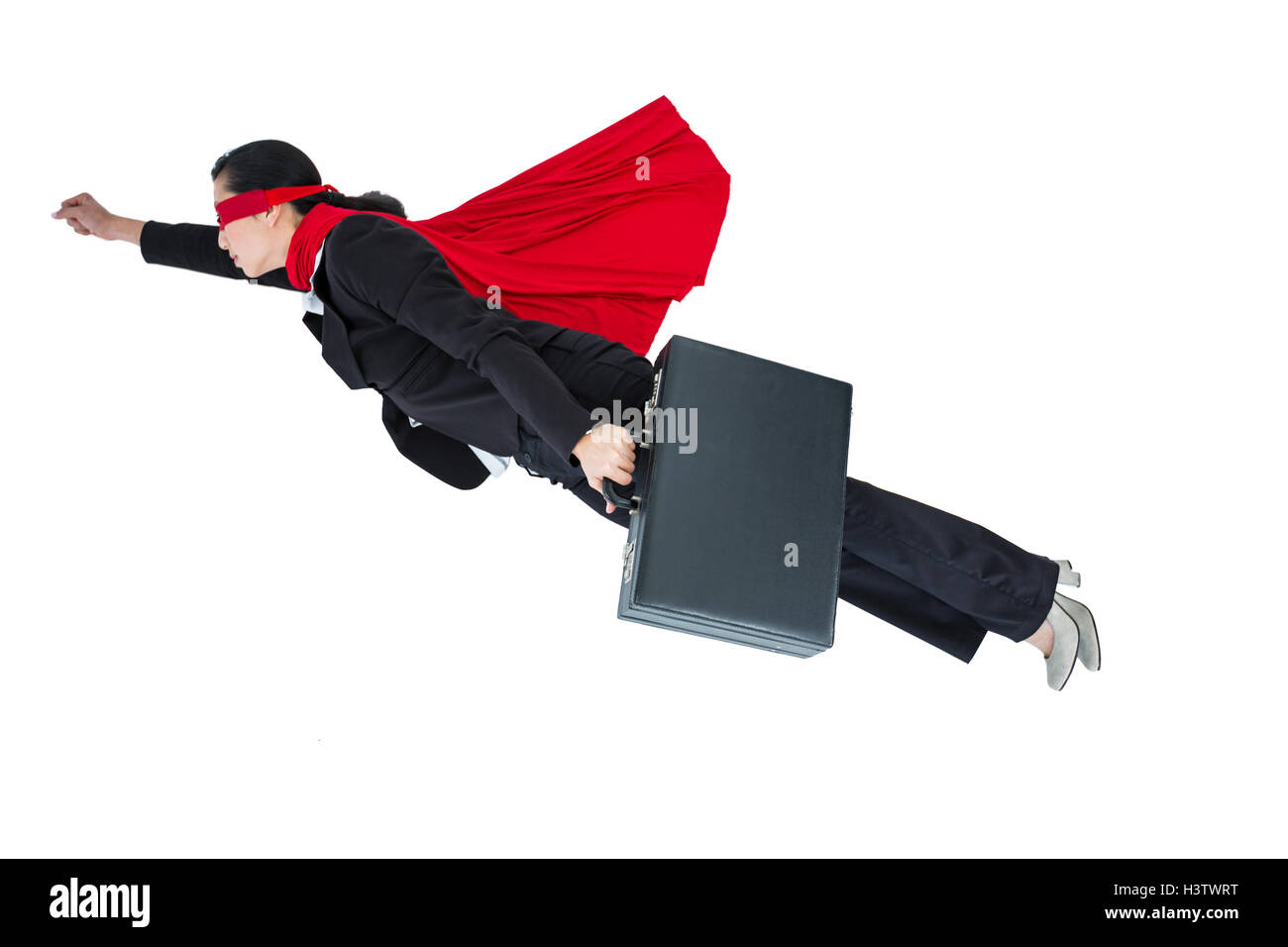 Femme faisant semblant d'être un super héros Banque D'Images