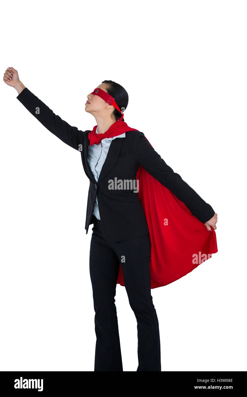 Femme faisant semblant d'être un super héros Banque D'Images