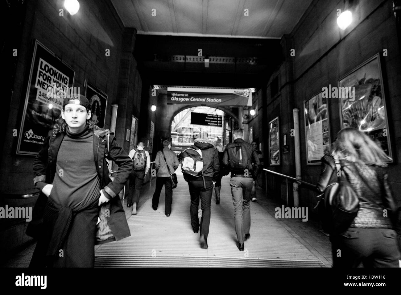 Street Photography, Film, l'heure de pointe, la ville, la circulation, Glasgow, Ecosse, Banque D'Images