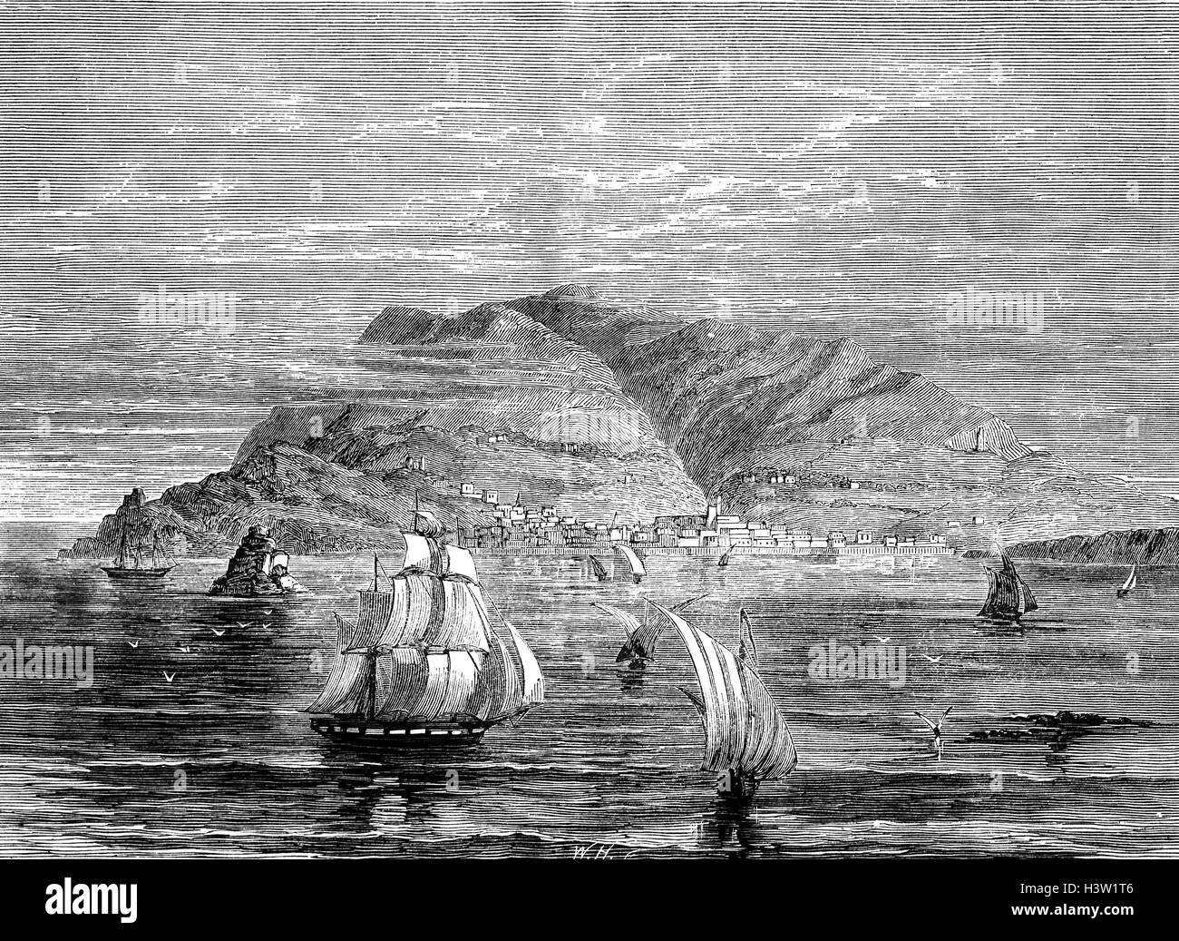 CSS Shenandoah était un fer à pans de bois, teck à, le trois-mâts carré, avec la machine à vapeur auxiliaire, lancé le 17 août 1863. Acheté par la Marine confédérée, il s'embarqua à Londres le 8 octobre 1864, apparemment pour Bombay, en Inde, sur un voyage commercial. La vapeur d'alimentation Laurel a quitté Liverpool le jour même. Les deux navires rendezvoused à Funchal, Madère, avec le Laurier portant les officiers et le noyau de l'équipage du commerce raider, avec canons navals, de munitions, et les provisions. Son commandant, le Lieutenant James Iredell Waddell supervisé sa conversion à un commerce raider. Banque D'Images