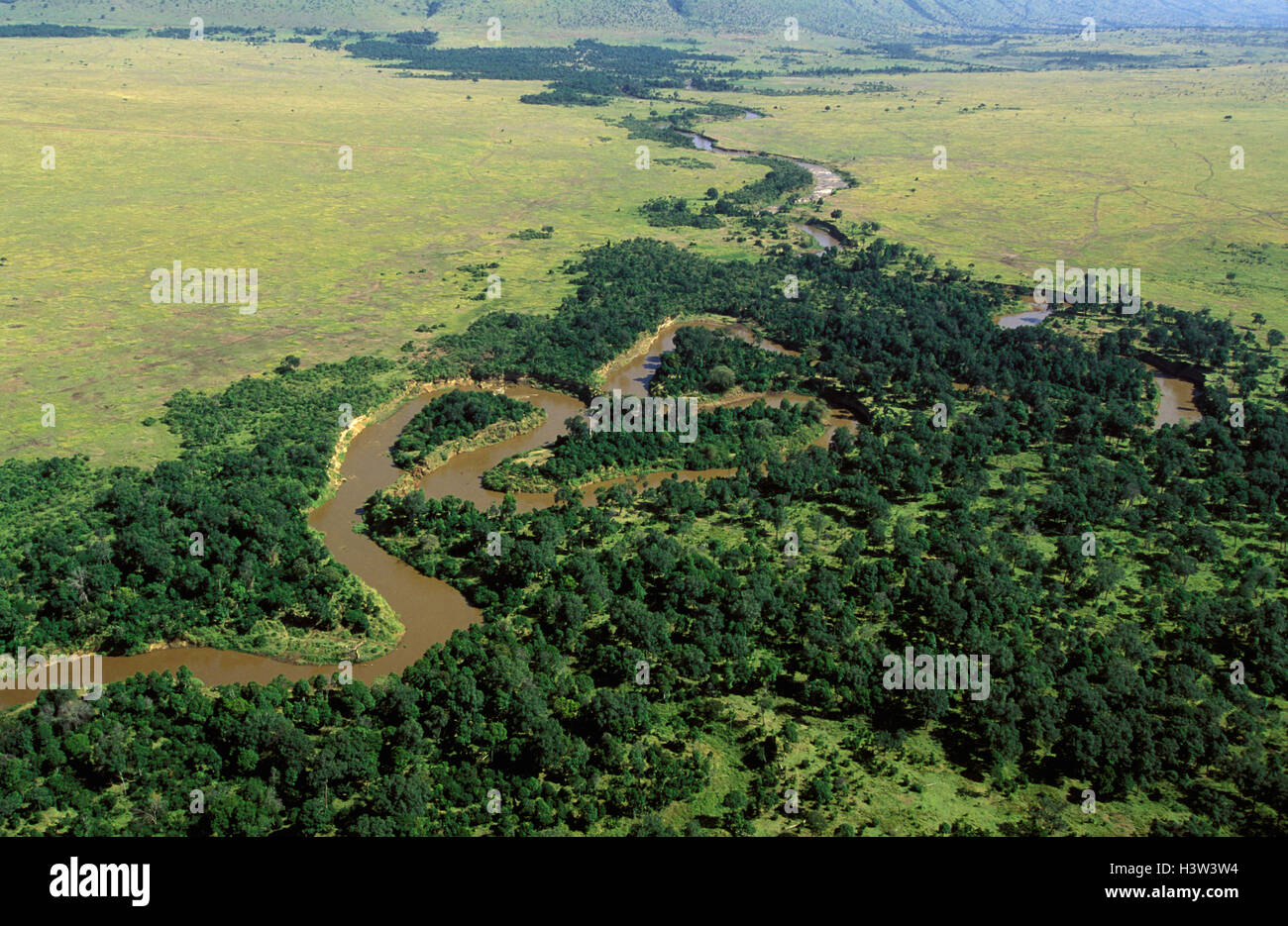 Vue aérienne de la rivière Mara Banque D'Images