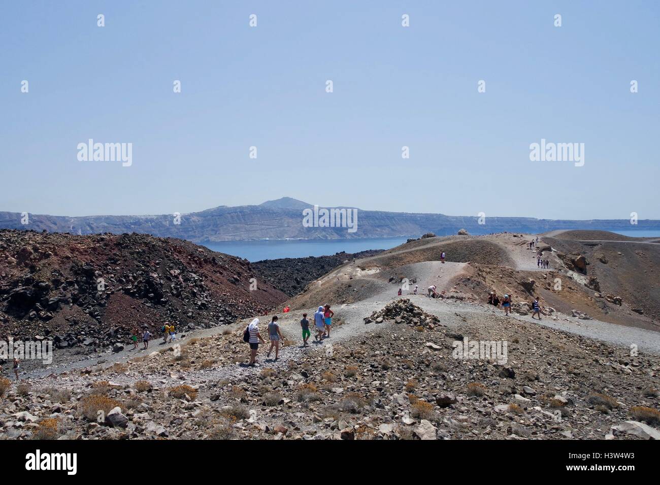 Volcan de Néa Kaméni, Santorin Banque D'Images