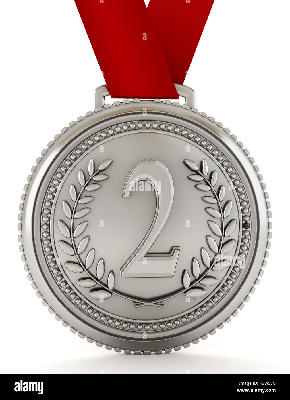 Médaille d'argent avec le numéro deux. 3D illustration Photo Stock - Alamy