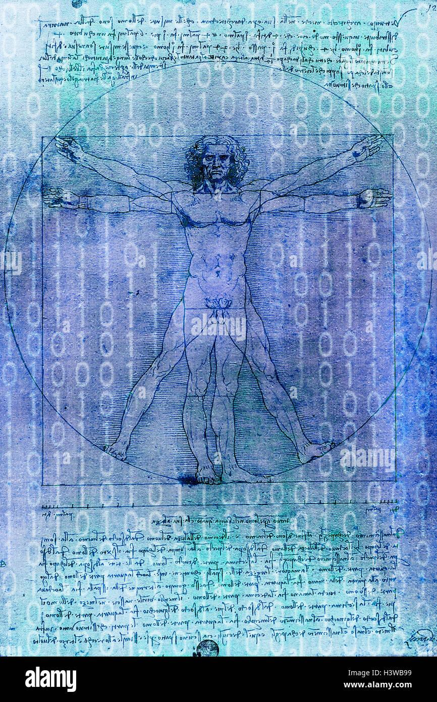 Homme de Vitruve digital Banque D'Images