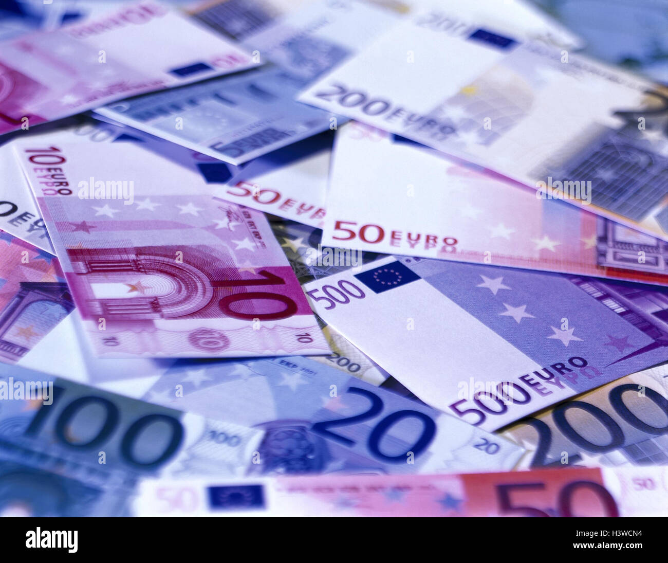 Billets de banque, monnaie, euro, Europe, moyens de paiement, l'argent, unité monétaire, monnaie unique, l'union monétaire européenne, l'UE, l'arrière-plan, espèces, espèces, billets, près de Banque D'Images