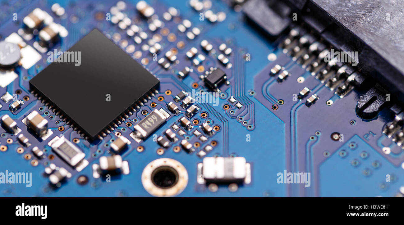 Semi-conducteurs intégrés sur puce microprocesseur/ circuit bleu Banque D'Images