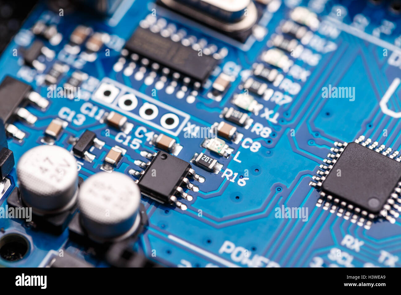 Le microprocesseur circuit bleu représentant de l'industrie de la haute technologie et l'informatique Banque D'Images