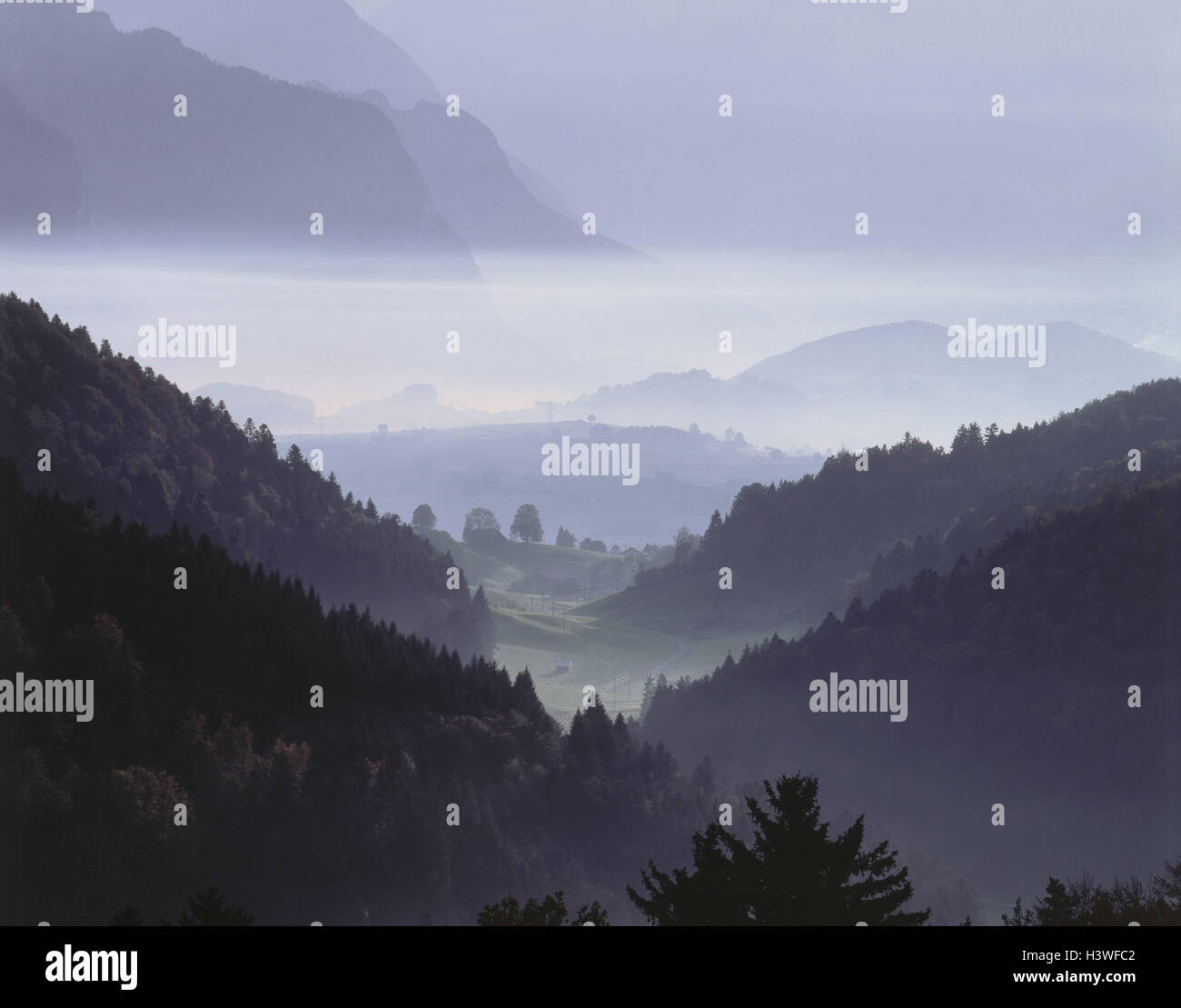 L'Ch' Oberland Bernois, Grindelwald, brouillard élevé Banque D'Images