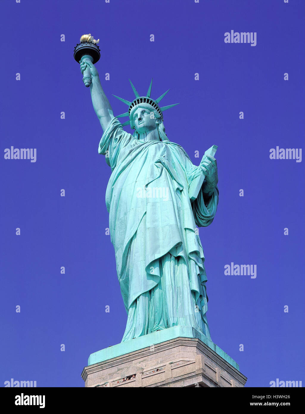 Les USA, New York, la Statue de la liberté, de l'Amérique, ville cosmopolite, à la liberté de l'Islande, statue Liberty, statue, hauteur 46 m, l'UNESCO-Patrimoine culturel, monument, de la culture, de l'endroit d'intérêt, attraction touristique Banque D'Images