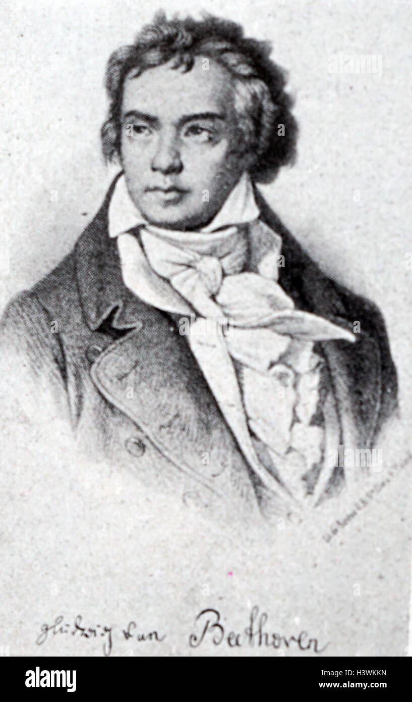 Portrait de Ludwig van Beethoven (1770-1827), un compositeur allemand. En date du 19e siècle Banque D'Images