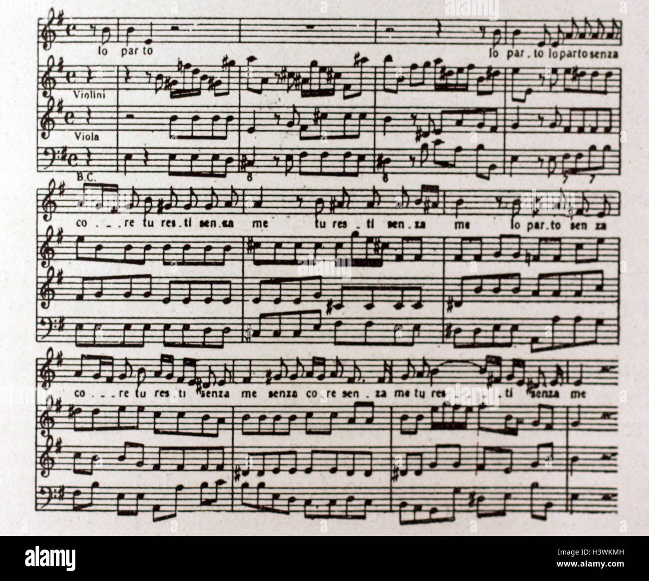Aria de l'Opéra Irene, révisé par Domenico Scarlatti (1685-1757), un compositeur baroque italien. En date du 18e siècle Banque D'Images