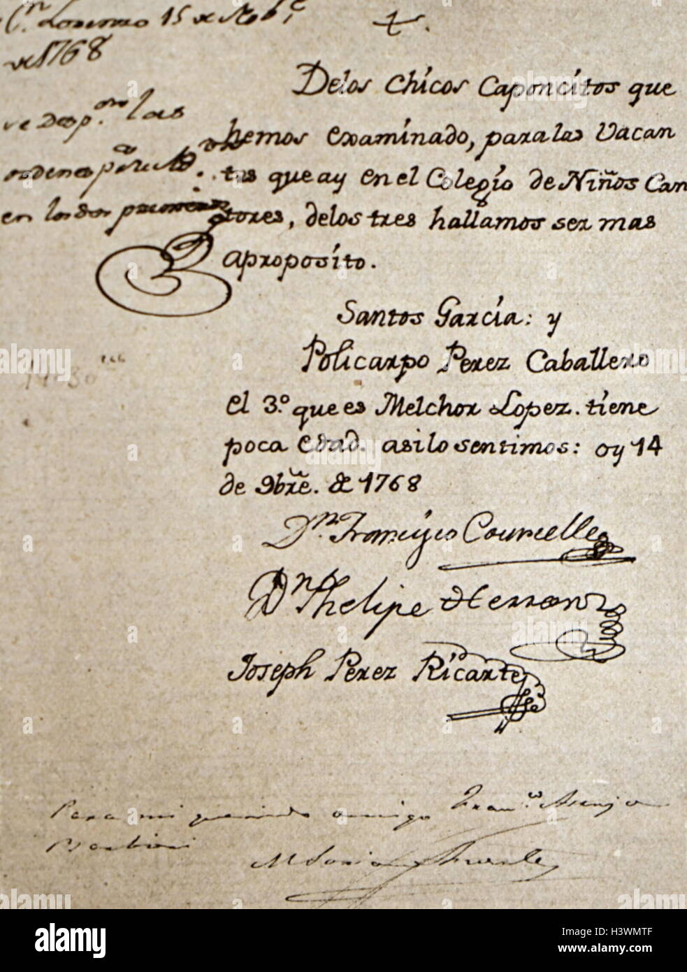 Lettre écrite par Francesco Corselli (1705-1778), un compositeur italien de la période classique. En date du 18e siècle Banque D'Images
