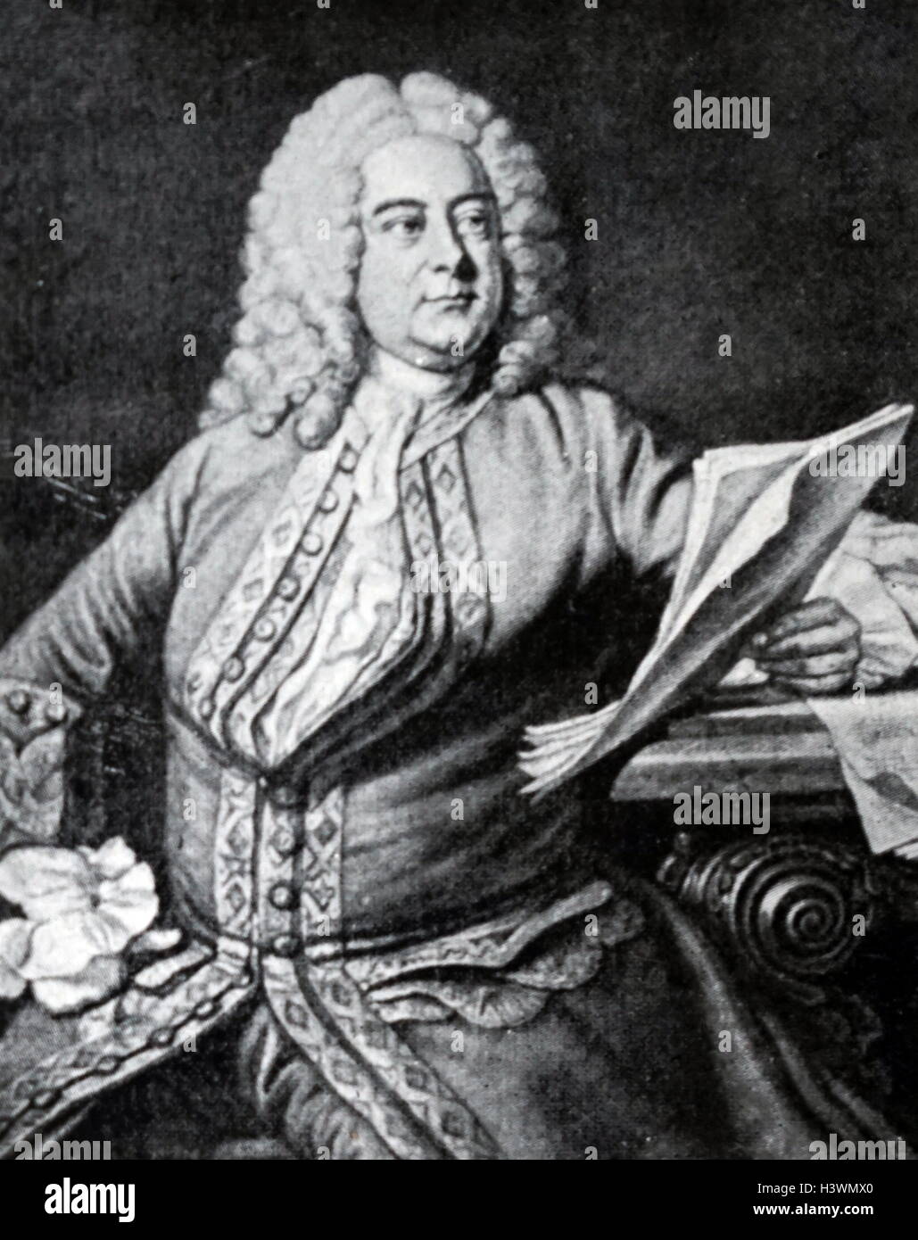 Portrait de George Frideric Handel (1685-1759) un compositeur baroque britannique. En date du 18e siècle Banque D'Images