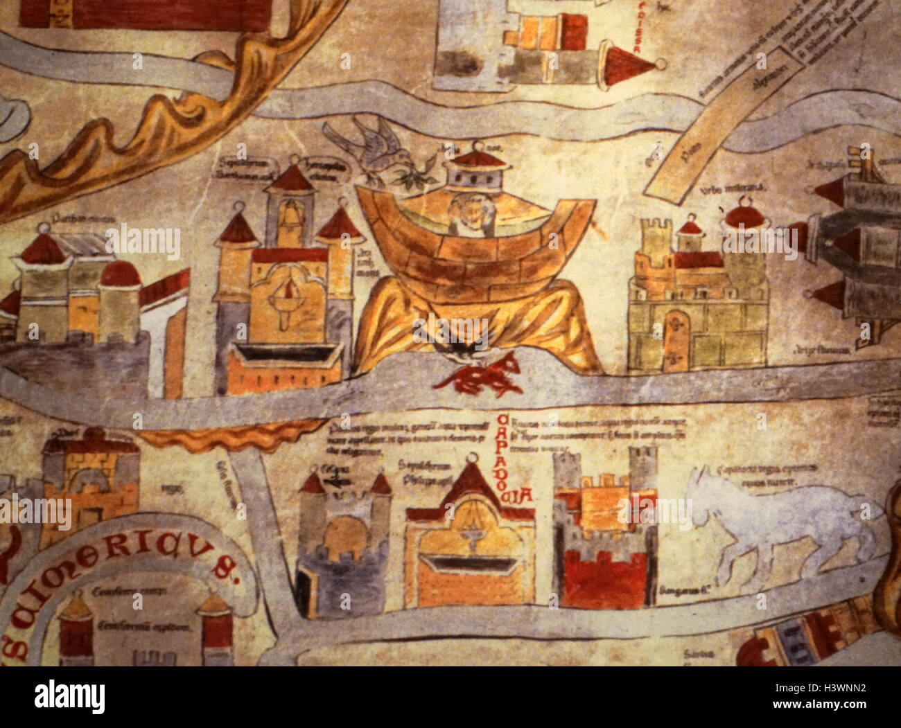 Une carte du monde médiéval comme on l'a connu. En date du 14e siècle Banque D'Images